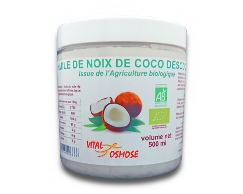 Huile de noix de coco désodorisée biologique